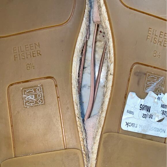 Eileen Fisher $155 D’Orsay Espadrille Shimmer Stripe Tan / Gold 8.5 - Picture 10 of 14